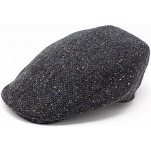 Hanna Hats Donegal Touring Tweed Cap 100% Wool Charcoal Fleck Irish Driving Flat Hat For Men Made In Ireland
