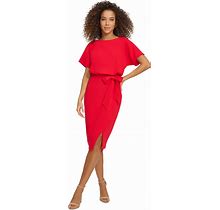 Kensie Blouson Wrap Dress - Poppy - Size 12
