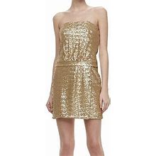 Laundry Gold Sequins Drop Waist Mini Sheath Party Dress 6 $285