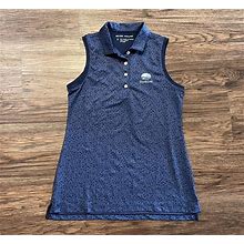 Peter Millar Sleeveless Golf Tank Polo Shirt 4-Button Blue Stretch Womens Sm