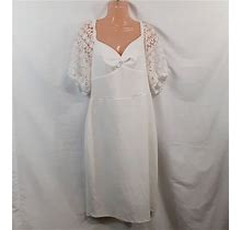 Premier Amour Womens Shift Dress Size 14 White Lace Sleeves