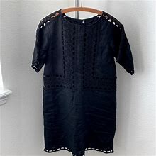 Ann Taylor Dresses | Ann Taylor Medium Petite Black Linen Dress Euc | Color: Black | Size: Mp