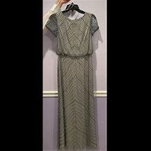 Adrianna Papell Dresses | Adrianna Papell // Short Sleeve Beaded Gown Grey | Color: Gray/Silver | Size: 2