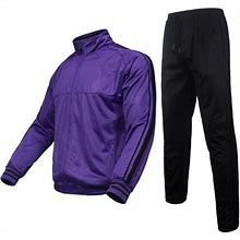 Men S Aksit Athletic Tracksuit Stand-Up Collar Full Zip Sports Set Casual Comfy Jogging Sweat Suits For Men Purple 3XL
