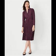 Ann Taylor Dresses | Ann Taylor Nwt 14P Petite Geo Pleated Long Sleeve Flare Dress Fall 2023 | Color: Brown/Purple | Size: 14P