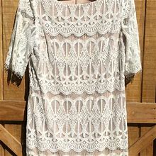 Lace Sheath Dress Size 16 | Color: Cream/White | Size: 16
