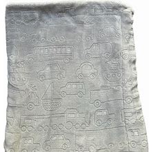 Retired Baby Thro Gray Plush Sherpa Blanket, Transportation Cars Trains Trucks | Color: Gray | Size: Osbb