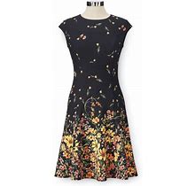 Womens Cascading Floral Garden Dress In Black Size 18W By Northstyle Catalog