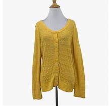 Sparrow Cardigan Womens L Large Papaya Wool Blend Pointelle Knit Button Sweater