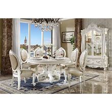Willa Arlo™ Interiors Calana Versailles Round Dining Table W/Single Pedestal In PU & Bone White Finsih In Brown/White | Wayfair