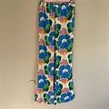 Zara Pants & Jumpsuits | Zara Floral Print Pants High Waist Multicolored Size Xs Flare | Color: Blue/White | Size: Xs