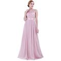 Yizyif Womens Ladies Embroidered Chiffon Bridesmaid Dress Sleeveless Long Evening Party Prom Gown Maxi Dress Dusty Rose 14