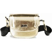 Dkny Kids - Logo-Lettering Metallic-Finish Crossbody Bag - Kids - Polyester/Polyester - One Size - Gold