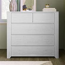 Harper & Bright Designs Simple Style 5 Drawers Chest For Bedroom, Wood Chest Of Drawers With Gray Wood Grain Sticker Surfaces, Storage Cabinet For Li