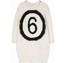 MM6 Maison Margiela Kids Intarsia-Knit Logo Jumper Dress - White