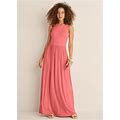 Women's Maxi Dress With Pockets Dresses Knit - Coral, Size S By Venus