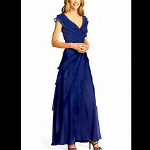 Tadashi Shoji Dresses | Tadashi Shoji Silk Tiered Gown- Midnight Blue/Navy | Color: Blue | Size: 10