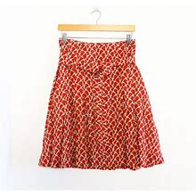 Burberry Skirts | Burberry Skirt Red Nautical Rope Print High Waisted Cotton Mini Short Resort Xs | Color: Cream/Red | Size: 2