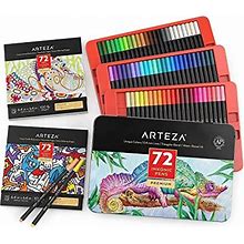 Arteza Coloring Book Bundle, 2-Pack Of Coloring Books With 72 Inkonic Fineliner Pens, For Relaxation And Stress-Relief, Drawing Art Supplies For Arti