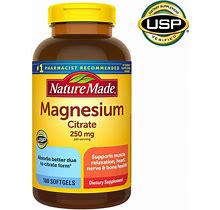 NATURE MADE Magnesium Citrate 250Mg Muscle Heart Nerve Bone Health, 180 Softgels