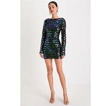 Black Iridescent Sequin Backless Mini Dress | Womens | Small (Available In M, L) | 100% Polyester | Lulus