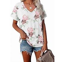 Womens V Neck T Shirts Short Sleeve Tunic Shirts For Women To Wear With Leggings XL