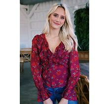Free People Women's Sultry Combo Amanda Ruffle Top | Extra Small