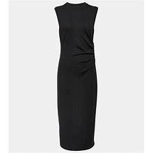 Vince, Ruched Midi Dress, Women, Black, XL, Dresses, Materialmix