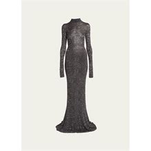 Balenciaga Sequin Knit Maxi Dress, Noir Multi, Women's, X-Small, Casual & Work Dresses Knit Dresses