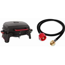 Megamaster 820-0065C 1 Burner Portable Gas Grill For Camping, Outdoor Cooking, Outdoor Kitchen, Patio, Garden, Barbecue With Two Foldable Legs, Red +