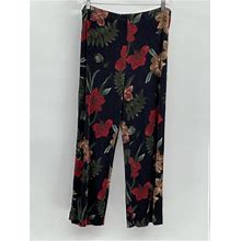 Chicos Pants Travelers Women Size 2 / Large Black Floral Slinky