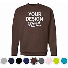Custom Hanes Ecosmart Fleece Sweatshirt In Army Brown Size Small Cotton/Polyester | Rushordertees | Sample