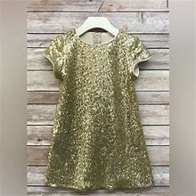 Petite Adele Dresses | Petite Adele Katy Dress Girls Sequin Shift Dress | Color: Gold | Size: 3Tg