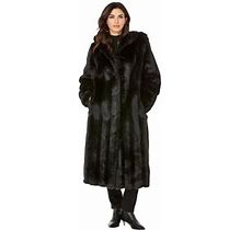 Roamans Plus Size Full Length Faux-Fur Coat With Hood