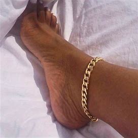 Vintage Style Cuban Chain Anklet Simple Style Personality Ankle Bracelet 1Pc,Temu