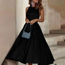 Vestitiy Women's Plus Size Casual Dresses 2023 Fashion Backless Dress Sleeveless Dress Stitching Women's Clothing