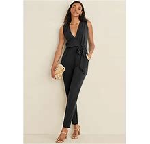 Women's Wrap Tie Jumpsuit - Black, Size XL By Venus