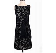 Taylor Cocktail Dress - Sheath Boatneck Sleeveless: Black Print Dresses - Women's Size 4