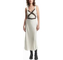 Bardot Women's Emory Lace V-Neck Midi Slip Dress - Blk/White - Size 4