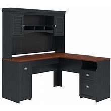 Bush Furniture Fairview L Shaped Desk With Hutch, Antique Black