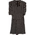 Stretch Black Dress W/White Polka Dots Short Sleeve Zip Closure Size