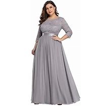 Ever-Pretty Everpretty Plus Size Dresses For Women Floorlength Gray Tie Evening Gown Gray Us 22, Grey