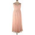 Amsale Cocktail Dress - A-Line V Neck Sleeveless: Pink Print Dresses - Women's Size 20 Tall