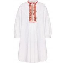 Valentino Garavani Women's Embroidered Compact Poplin Short Dress - White Coral - Size 4