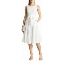 Tahari ASL Sleeveless Eyelet Tiered Dress In Ivory At Nordstrom, Size 16