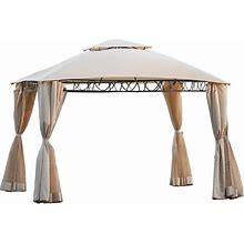 11.8 ft. X 10.6 ft. Beige Outdoor Quality Double Tiered Canopy Tent With UV Protection