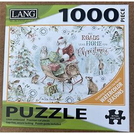 New LANG-All Roads Lead Home For Christmas Puzzle 1000 Piece Open Box Sealed