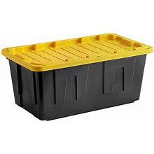 Tough Box 40 Gallon Black Storage Tote With Yellow Lid