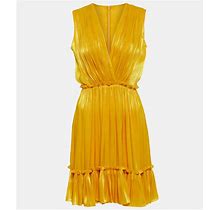 Costarellos, Gathered Georgette Minidress, Women, Yellow, US 6, Dresses, Materialmix