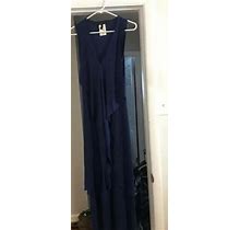 Bcbg Maxazria Dress Blue Layered Sleeveless Long Maxi Dress Size S